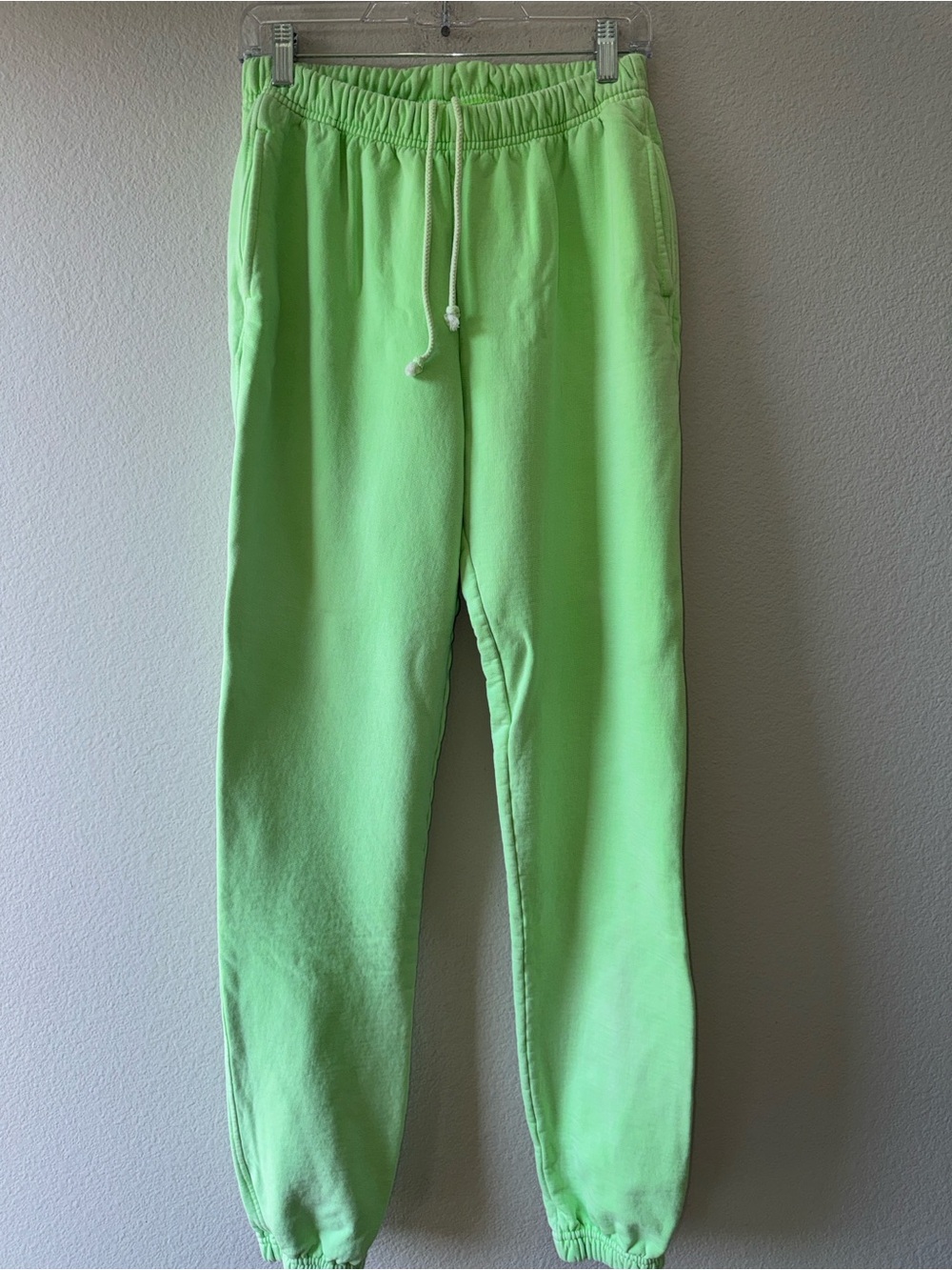 Good American Neon Lime Drawstring Joggers